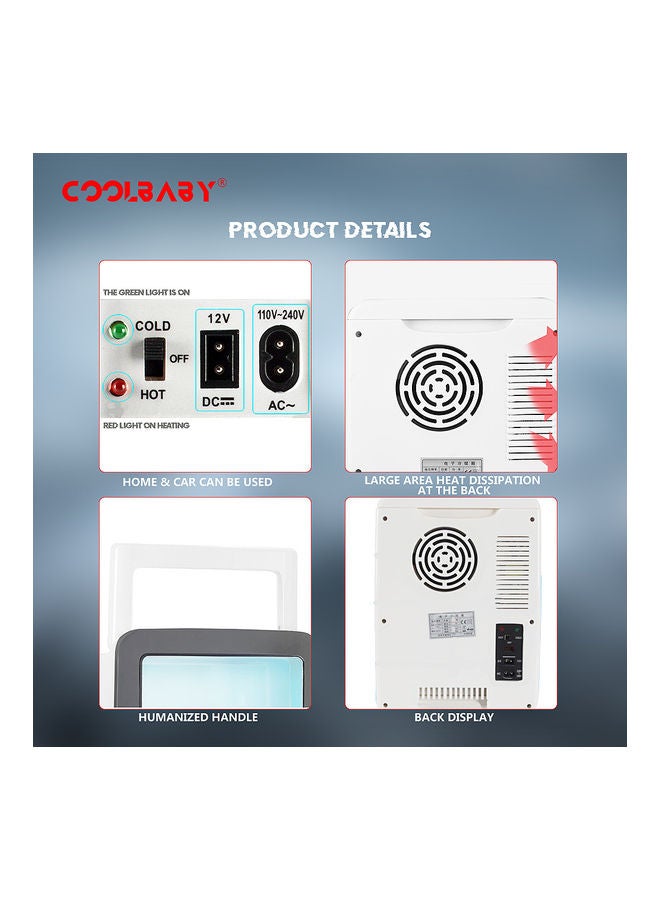 Cool Baby - COOLBABY 10L Small Fridge Freezer 12V Mini Portable Car Refrigerator Car/Home Dual-use Cooler Warmer Refrigerators for Home Office Vehicle Camping, Black 10.0 L CZBX01XQQ2 White/Black - Image 1