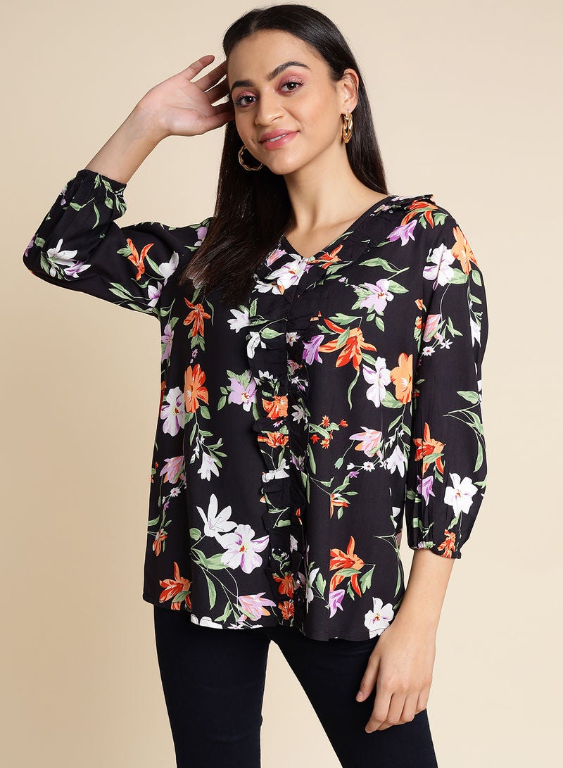 Aila - Long Sleeve Casual Top Multicolour - Image 1
