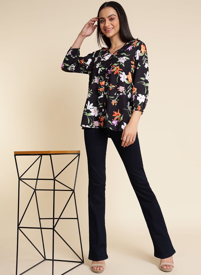 Aila - Long Sleeve Casual Top Multicolour - Image 1