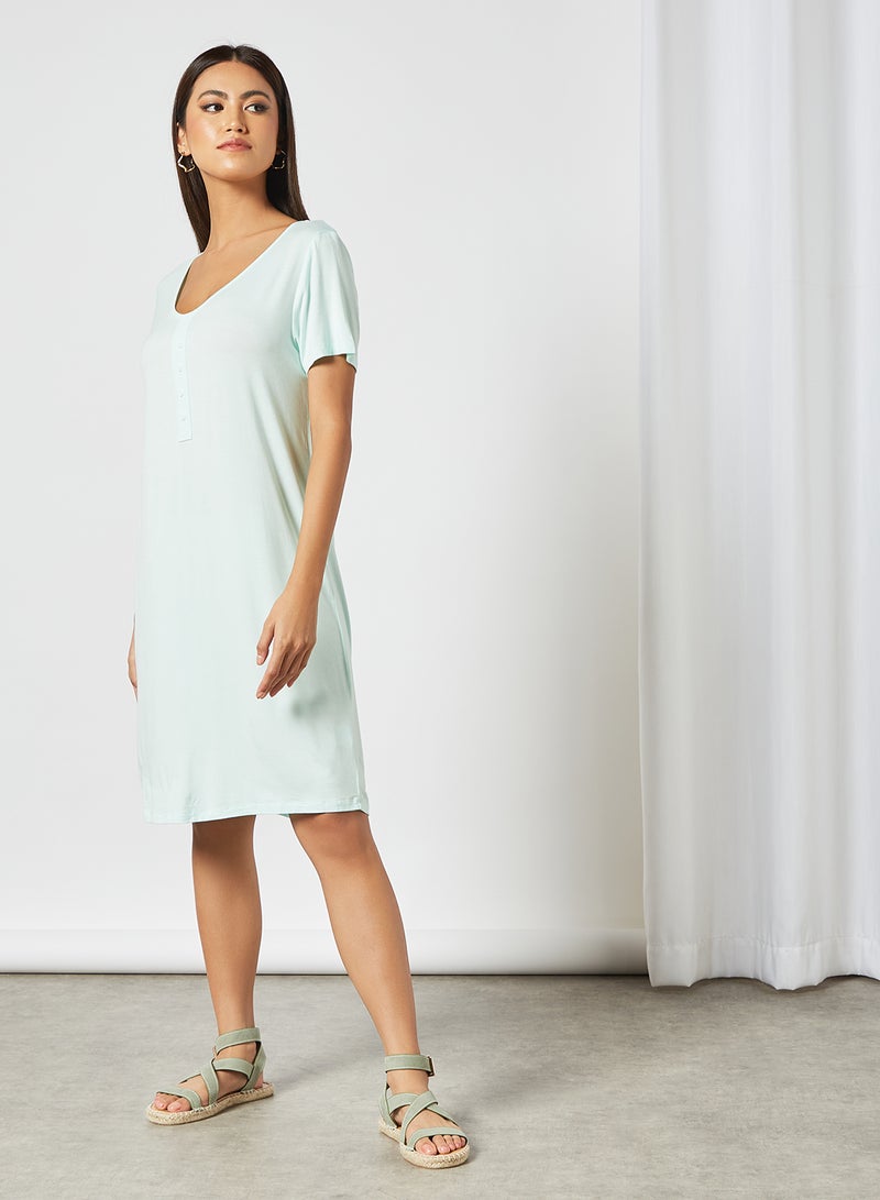 Aila Plain Casual Dress Light Blue  - Image 3