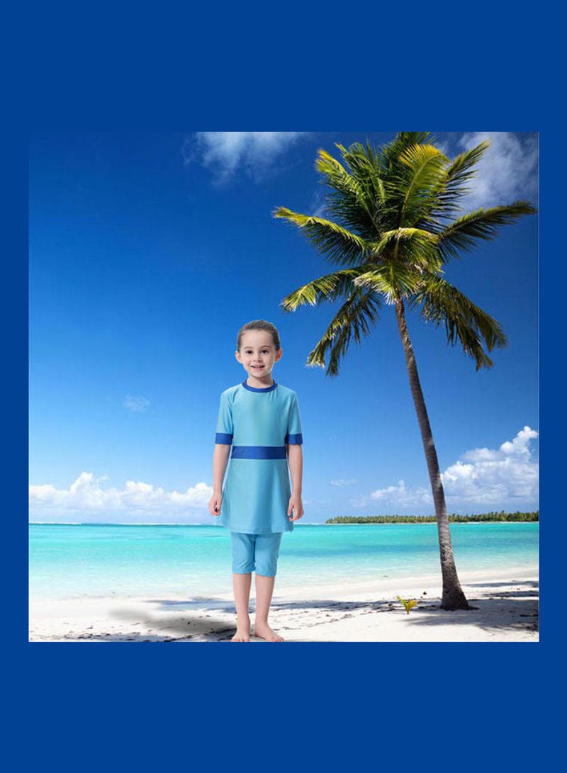 Hanyimidoo - 3-Piece Sun Protection Muslim Conservative Swimsuit Blue - Image 1