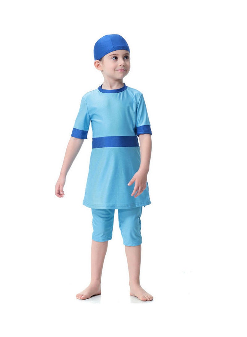 Hanyimidoo - 3-Piece Sun Protection Muslim Conservative Swimsuit Blue - Image 1