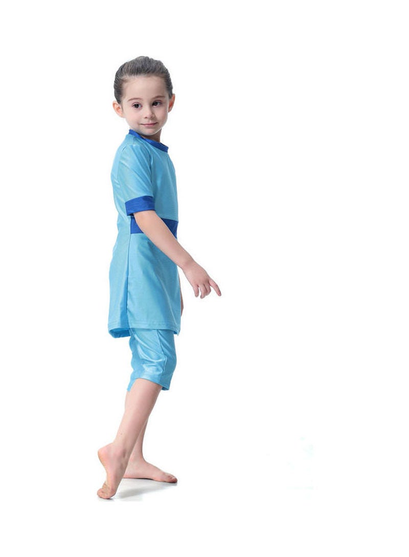 Hanyimidoo - 3-Piece Sun Protection Muslim Conservative Swimsuit Blue - Image 1