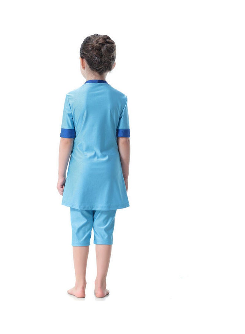 Hanyimidoo - 3-Piece Sun Protection Muslim Conservative Swimsuit Blue - Image 1