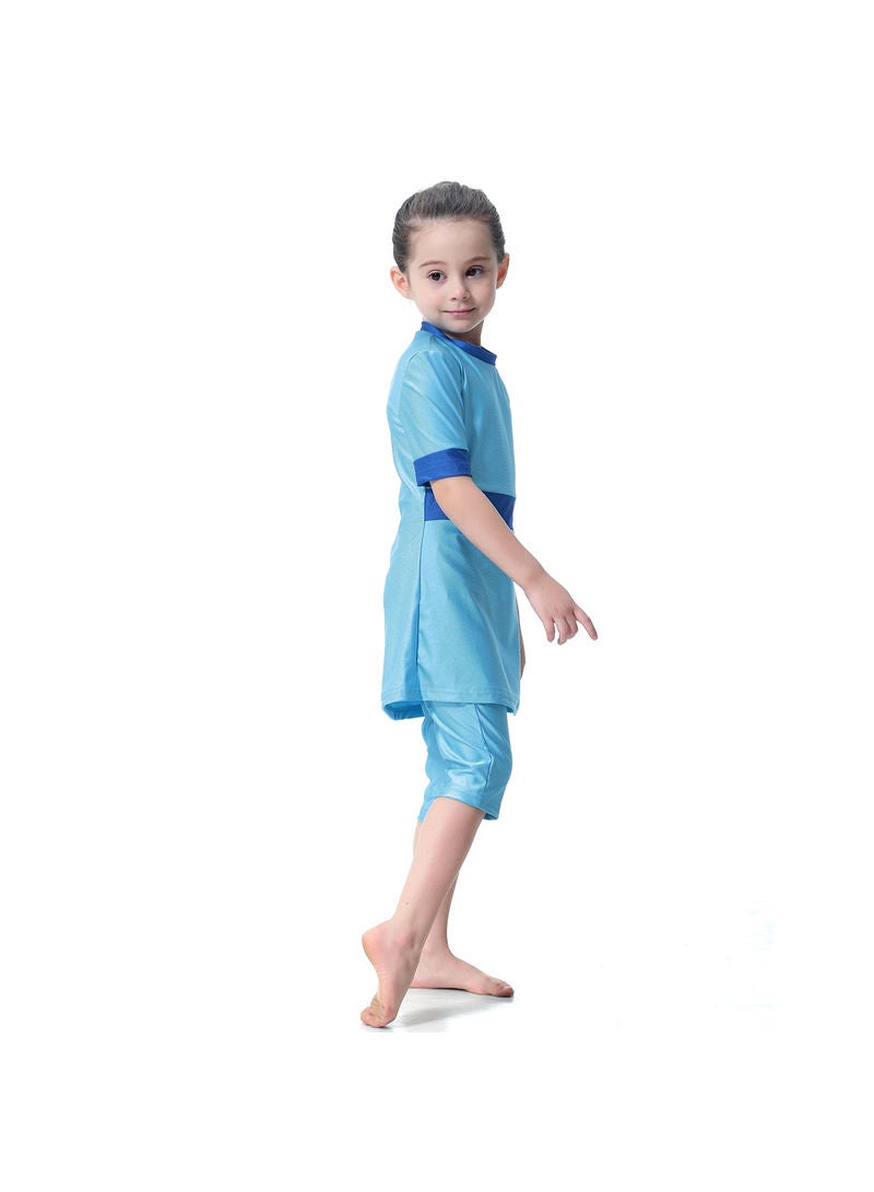 Hanyimidoo - 3-Piece Sun Protection Muslim Conservative Swimsuit Blue - Image 1