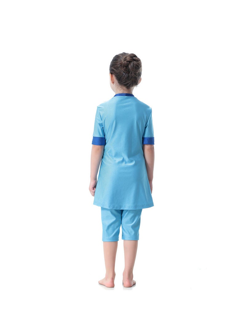 Hanyimidoo - 3-Piece Sun Protection Muslim Conservative Swimsuit Blue - Image 1