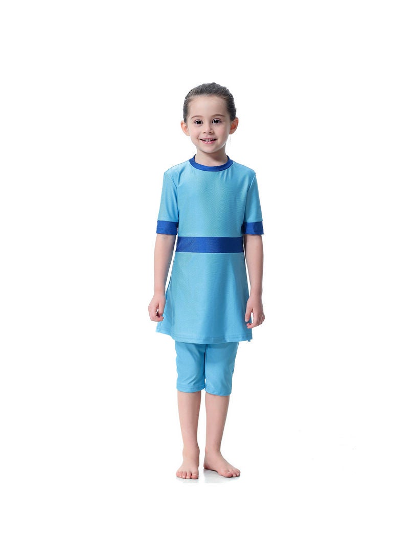 هانيميدو بدلة سباحة واقية من الشمس بتصميم متحفظ للمسلمين من 3 قطع أزرق - Image 1