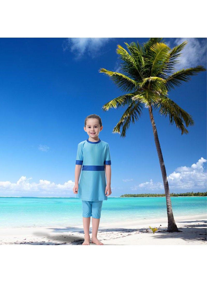 هانيميدو بدلة سباحة واقية من الشمس بتصميم متحفظ للمسلمين من 3 قطع أزرق - Image 5