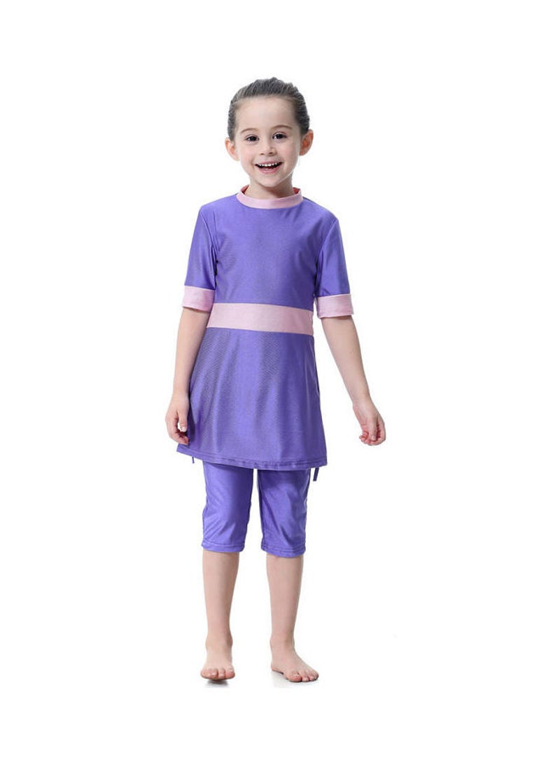 Hanyimidoo - 3-Piece Sun Protection Muslim Conservative Swimsuit Purple - Image 1