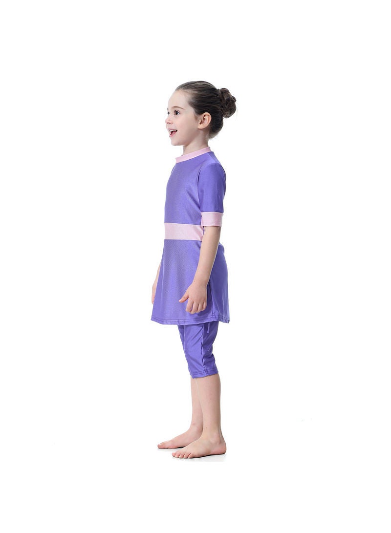 Hanyimidoo - 3-Piece Sun Protection Muslim Conservative Swimsuit Purple - Image 1