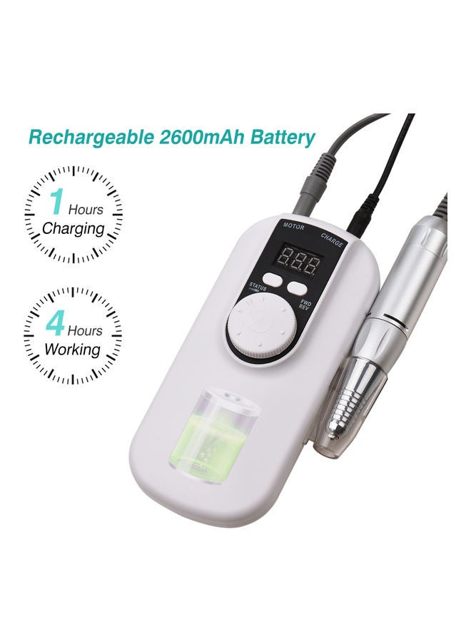 Electric Rechargeable Nail Drill Machine With LED Display Screen White/Black/Silver - Image 3