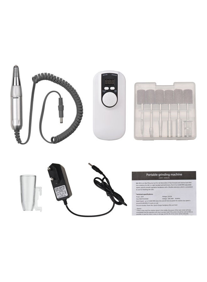 Electric Rechargeable Nail Drill Machine With LED Display Screen White/Black/Silver - Image 2
