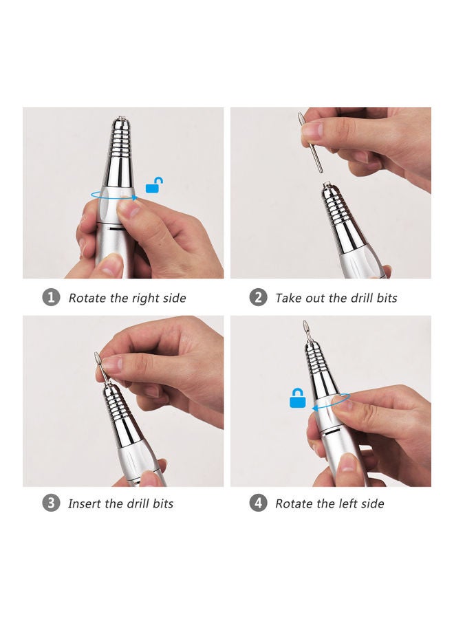 Electric Rechargeable Nail Drill Machine With LED Display Screen White/Black/Silver - Image 4