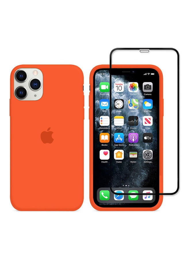 MARGOUN - 2-Pack Silicone Cover Case and Screen Protector for Apple iPhone 12 Pro Max Orange/Clear - Image 1