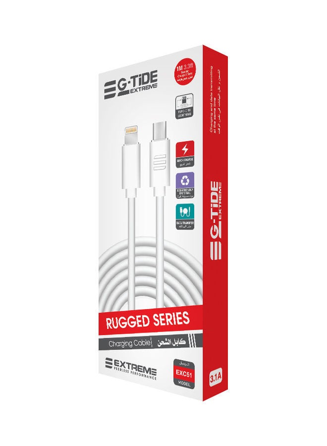 G-TiDE EXTREME Rugged Series Type-C To Lightning Charging Cable White - Image 2