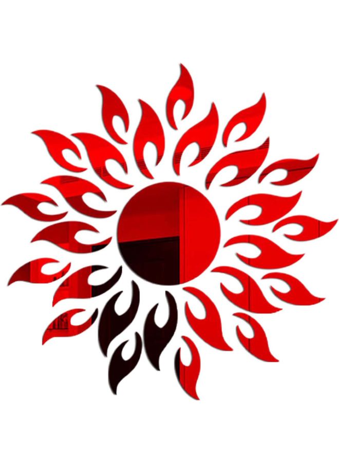 Wall Sticker Sunflower Shape Home Decor Acrylic Decorating 3D Mirror Background Ornaments for Living Room Red 50 x 50 x 1cm - Image 1
