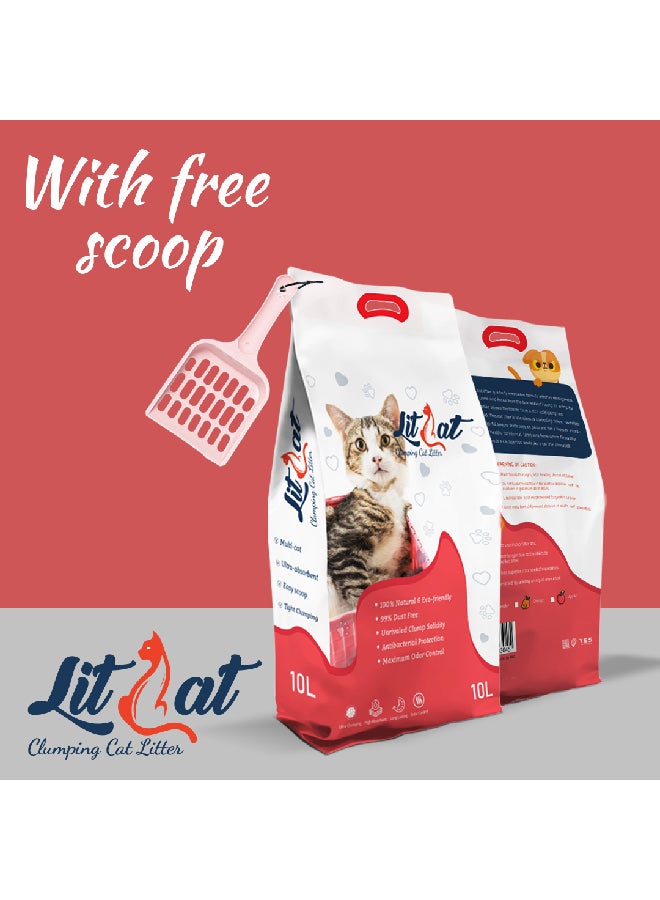 LitCat Ultra Clumping Cat Litter Lavender With Scoop Multicolour 10Liters  - Image 2