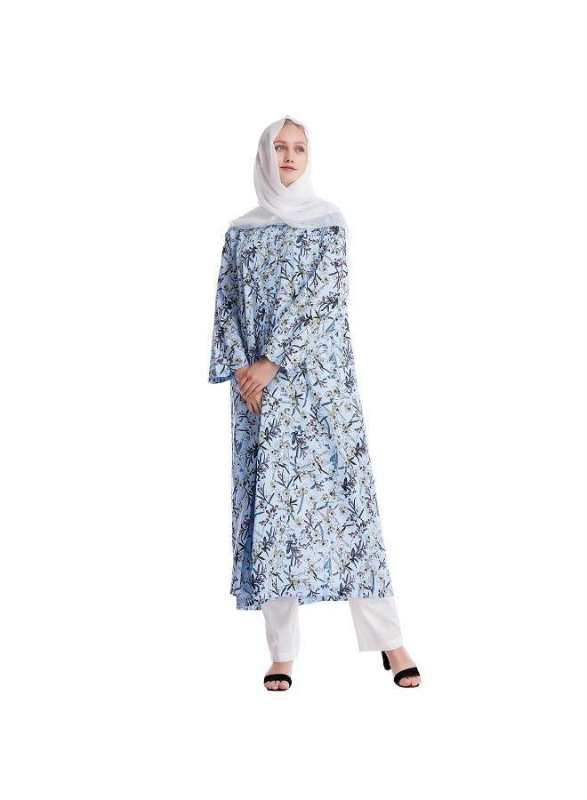 Printed Long Kurta And Pants Set Multicolour