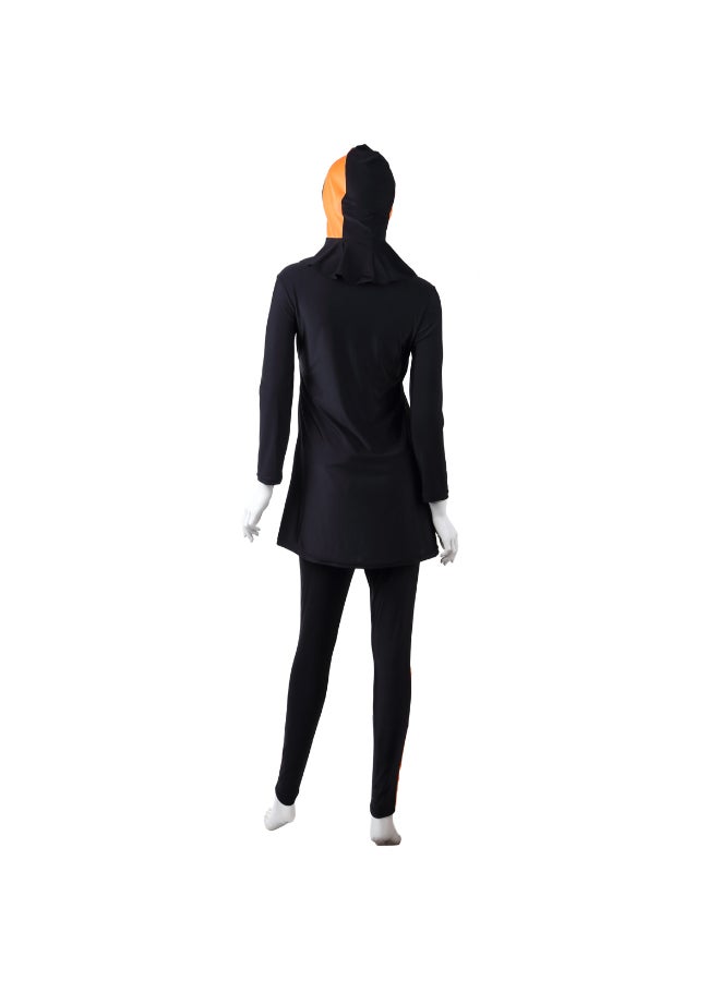 هانيميدو طقم بوركيني مضاد للتعرض مكون من 3 قطع أسود/برتقالي - Image 2