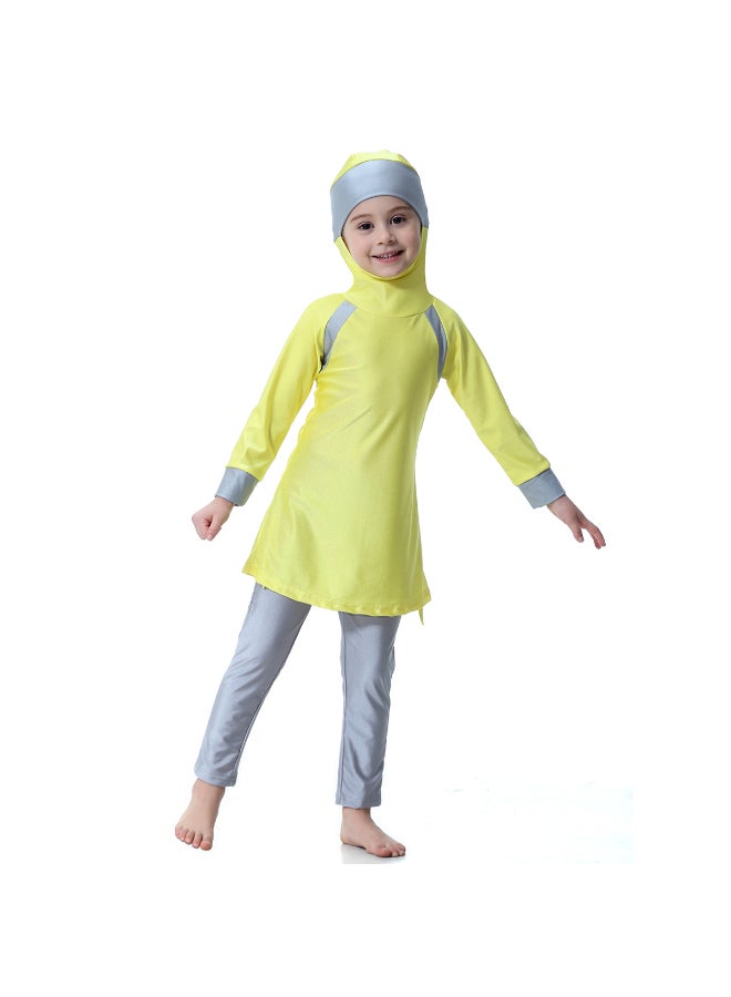 Hanyimidoo 3-Piece Anti Exposure Burkinis Set Yellow/Grey  - Image 1