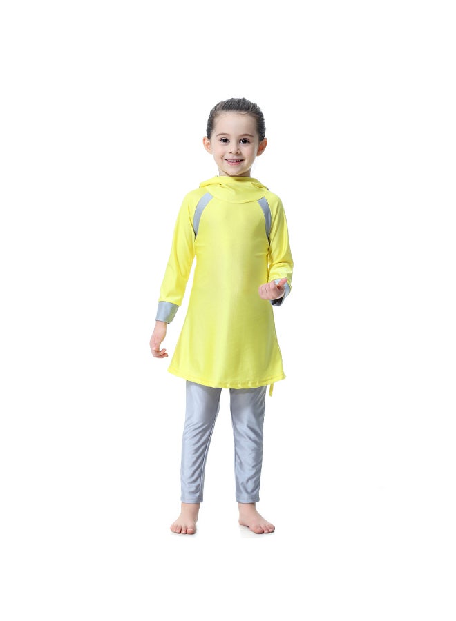 Hanyimidoo 3-Piece Anti Exposure Burkinis Set Yellow/Grey  - Image 4