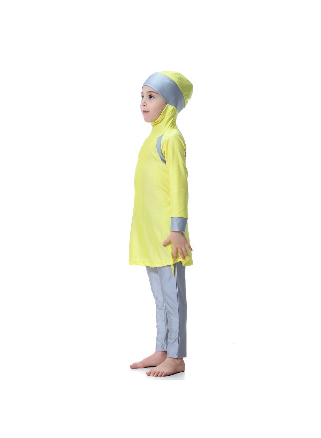 Hanyimidoo 3-Piece Anti Exposure Burkinis Set Yellow/Grey  - Image 3