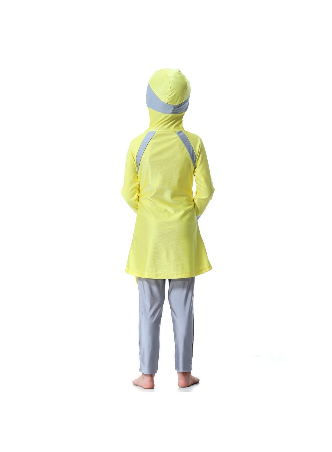 Hanyimidoo 3-Piece Anti Exposure Burkinis Set Yellow/Grey  - Image 2