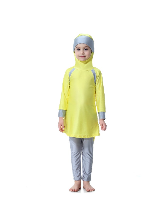 Hanyimidoo 3-Piece Anti Exposure Burkinis Set Yellow/Grey  - Image 5