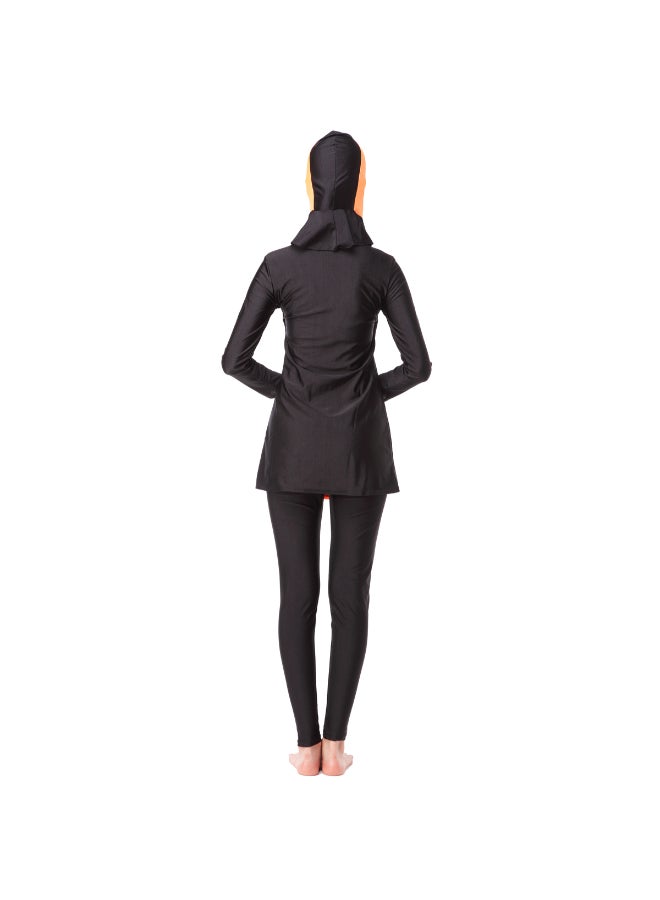 هانيميدو بدلة سباحة واقية من الشمس بتصميم متحفظ للمسلمين من 3 قطع برتقالي - Image 2