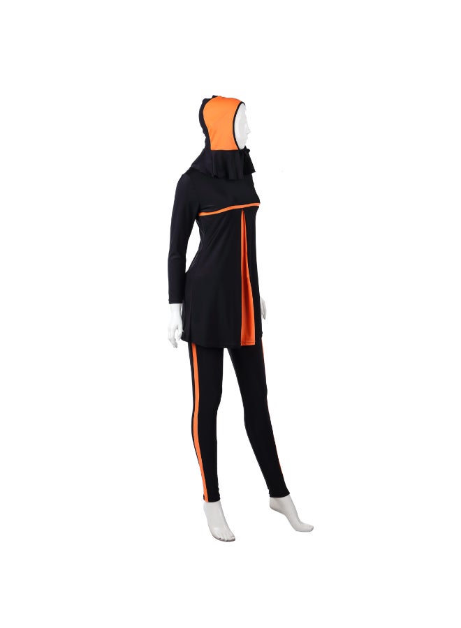 هانيميدو بدلة سباحة واقية من الشمس بتصميم متحفظ للمسلمين من 3 قطع برتقالي - Image 3