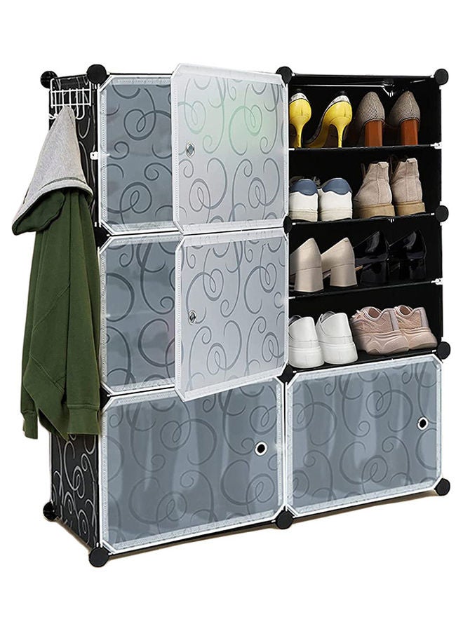 5-Tier Shoe Rack Wardrobe With Cover Black/White 36x12x32inch  - Image 1