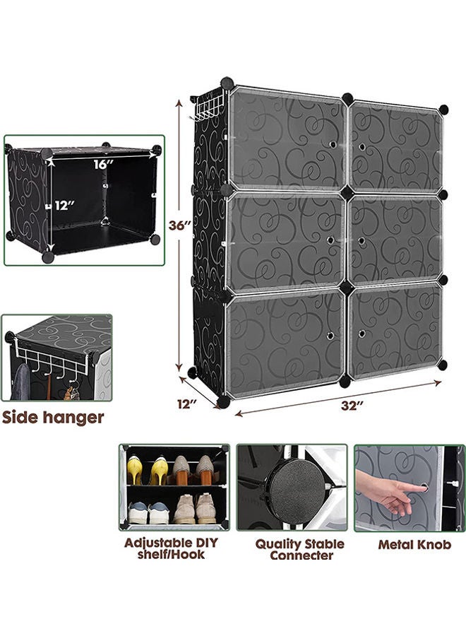 5-Tier Shoe Rack Wardrobe With Cover Black/White 36x12x32inch  - Image 2