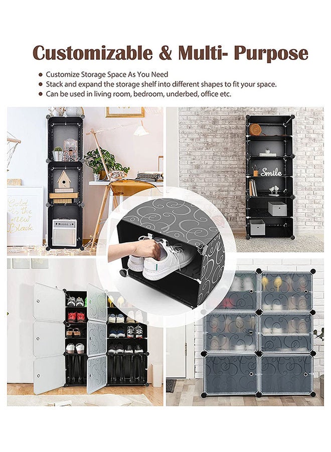 5-Tier Shoe Rack Wardrobe With Cover Black/White 36x12x32inch  - Image 5