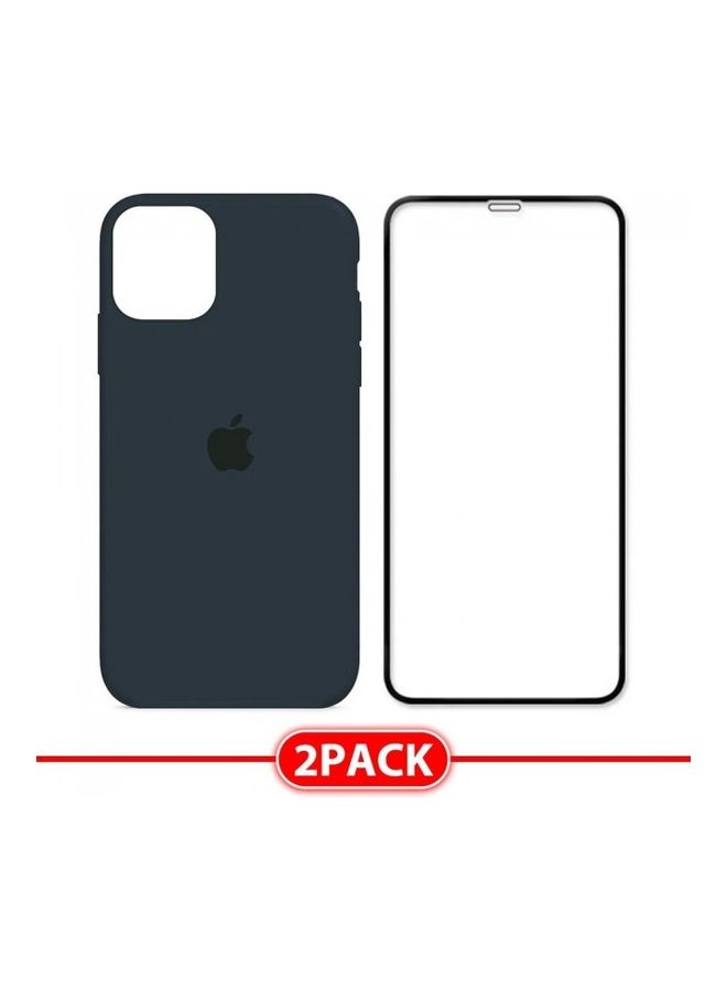 MARGOUN - 2-Pack Silicone Cover Case and Screen Protector for Apple iPhone 12 Pro Max Midnight Blue/Clear - Image 1