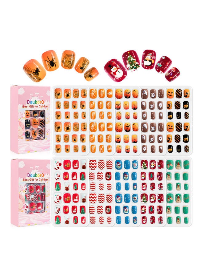 DOUBORQ - 120-Piece Self-Adhesive False Nail Tip Set Multicolour - Image 1