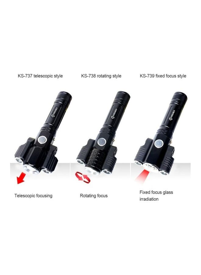KS-739 Waterproof Fixed Focus LED Flashlight With 4-Modes Lithium Battery