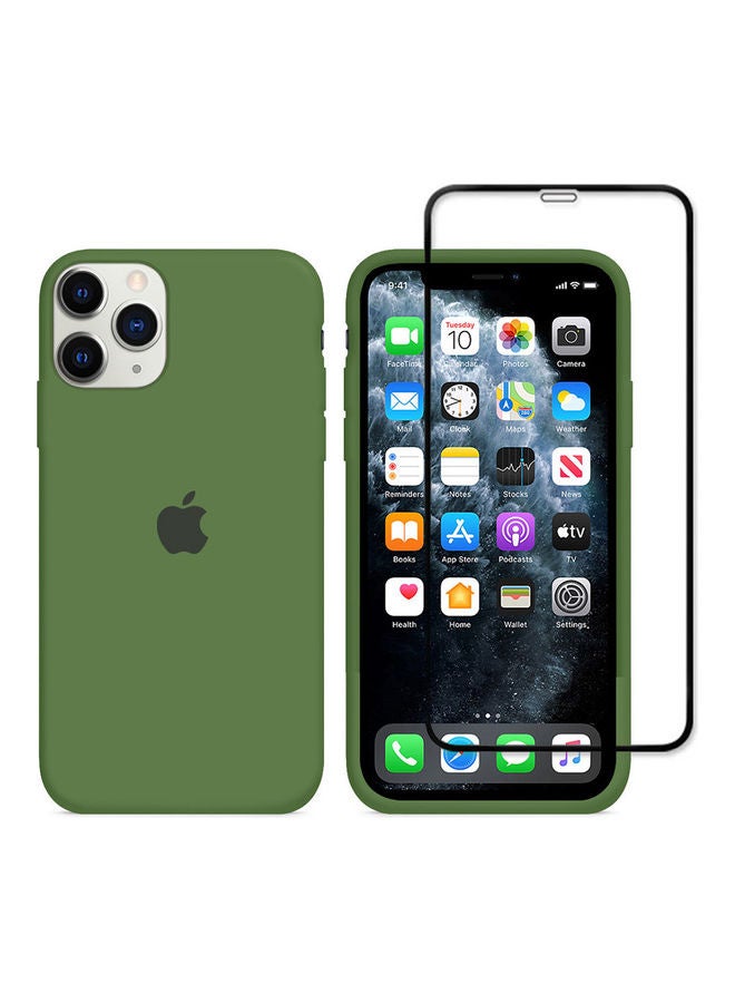 MARGOUN - 2-Pack Silicone Cover Case and Screen Protector for Apple iPhone 12 Pro Max Green/Clear - Image 1