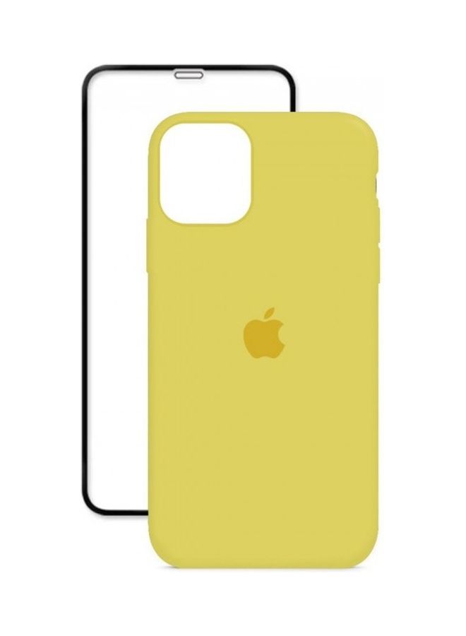 MARGOUN 2-Pack Silicone Cover Case and Screen Protector for Apple iPhone 12 Yellow/Clear - Image 4