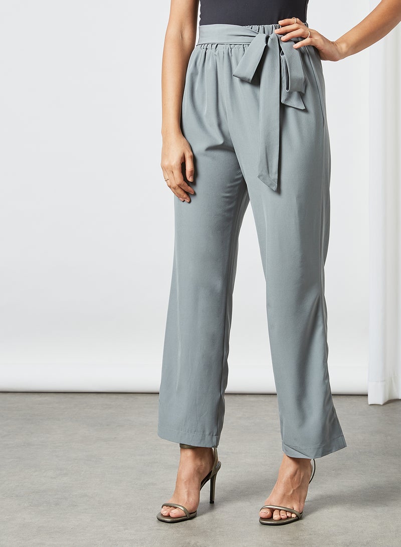RAHA - Modest Pants With Tie Around Grey - Image 1