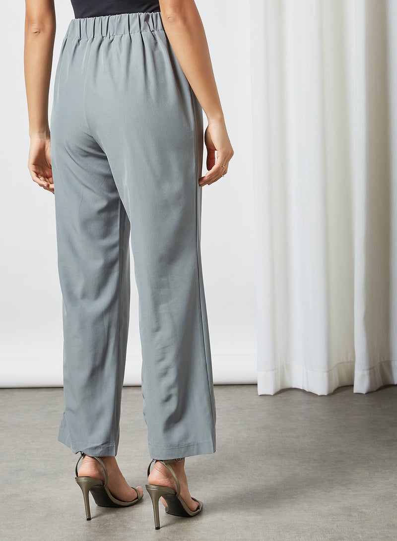 RAHA - Modest Pants With Tie Around Grey - Image 1