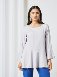 RAHA Round Neck Bell Sleeves  Modest Tunic Grey  - Image 1