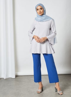 RAHA Round Neck Bell Sleeves  Modest Tunic Grey  - Image 2