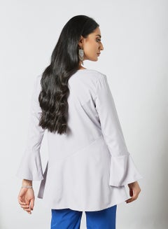 RAHA Round Neck Bell Sleeves  Modest Tunic Grey  - Image 3