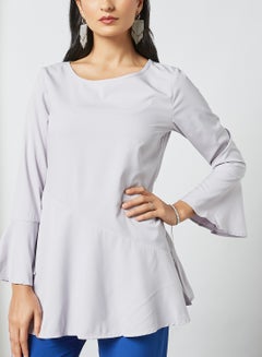 RAHA Round Neck Bell Sleeves  Modest Tunic Grey  - Image 4