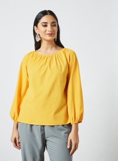 RAHA Boat Neck Long Sleeves Modest Top Yellow  - Image 1