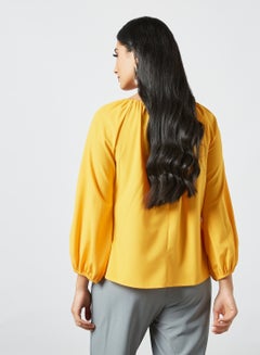 RAHA Boat Neck Long Sleeves Modest Top Yellow  - Image 3