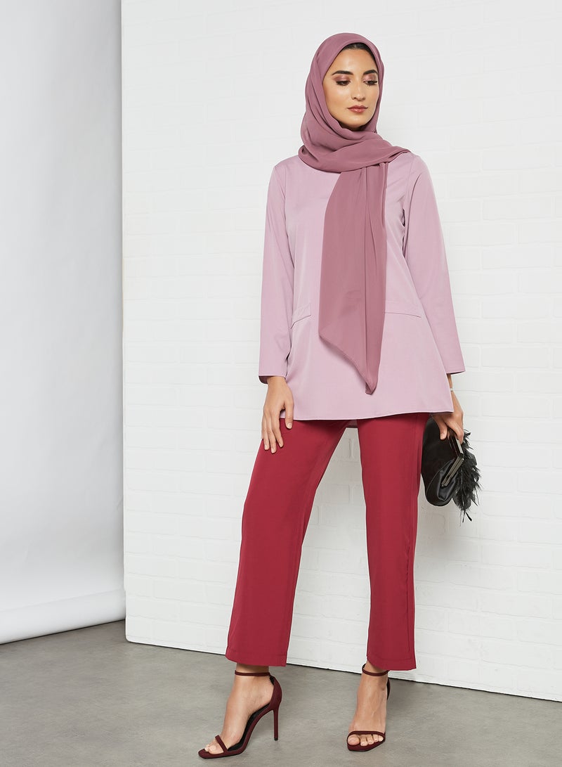 RAHA - 4-Way Stretch Modest Pants Maroon - Image 1