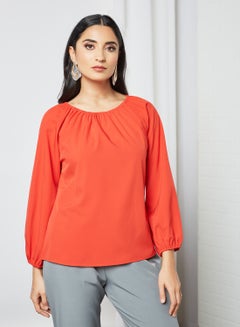 RAHA Boat Neck Long Sleeves Modest Top Red  - Image 1