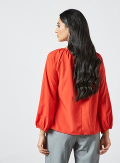 RAHA Boat Neck Long Sleeves Modest Top Red  - Image 3