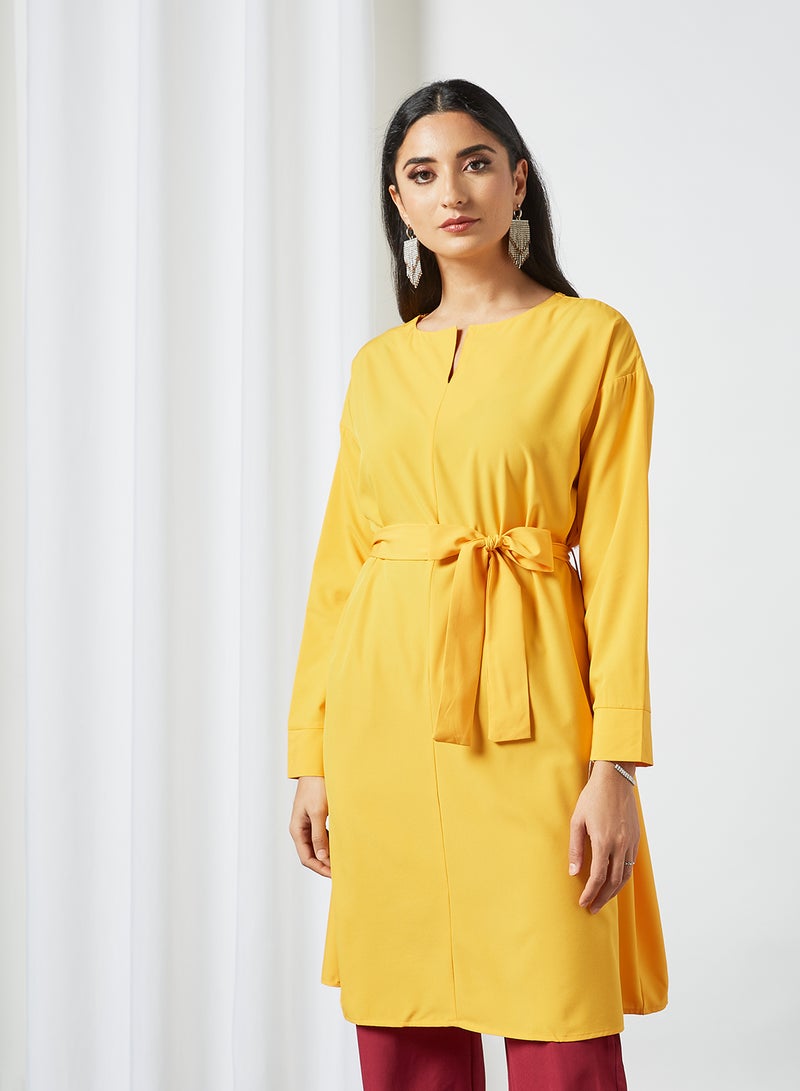 Self-Tie Long Sleeves Modest Tunic Yellow - v1631713881/N46534917V_1